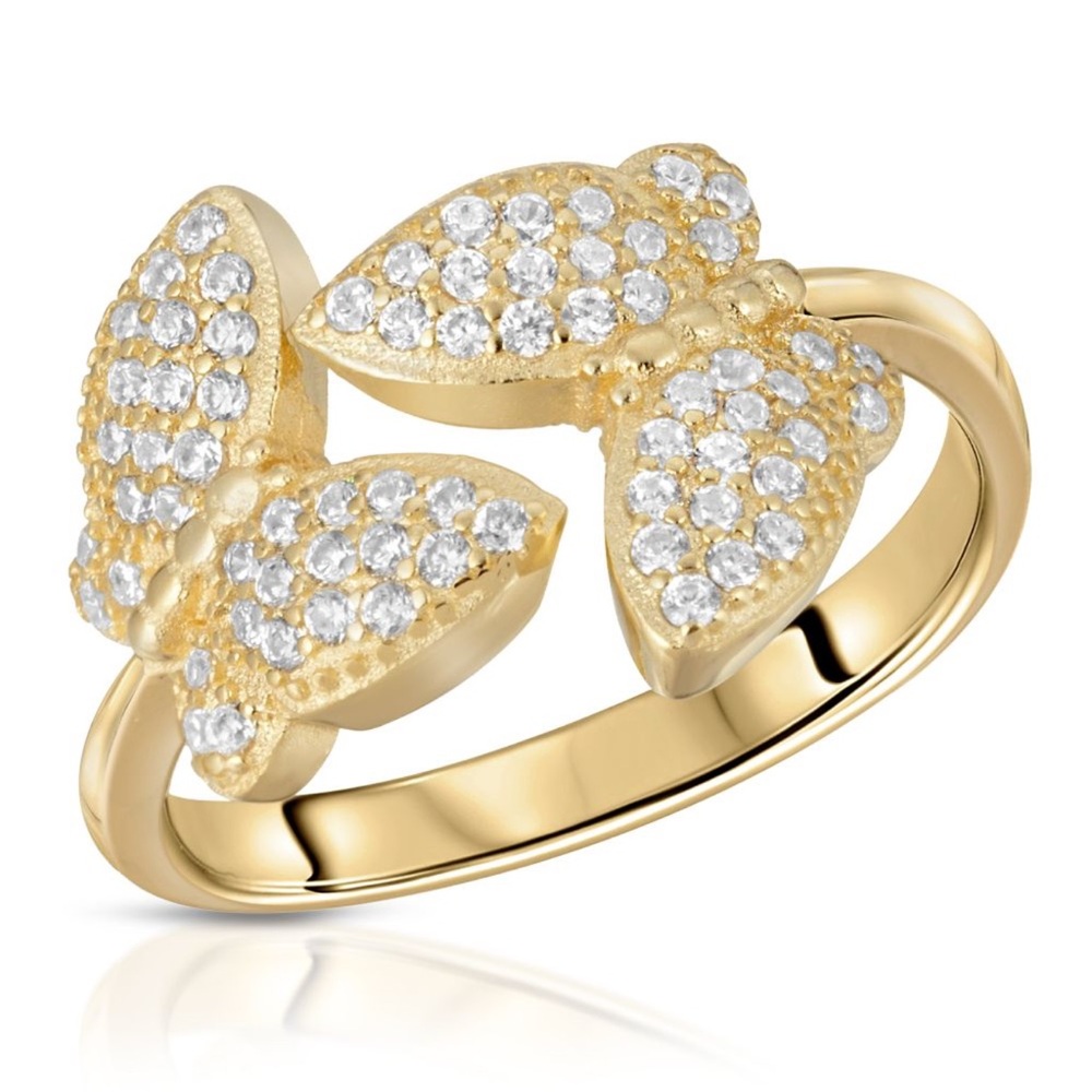 Elegant Gold Butterfly Ring with CZ Accents